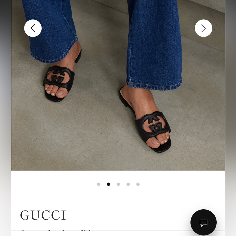 Gucci Black Leather Sandals